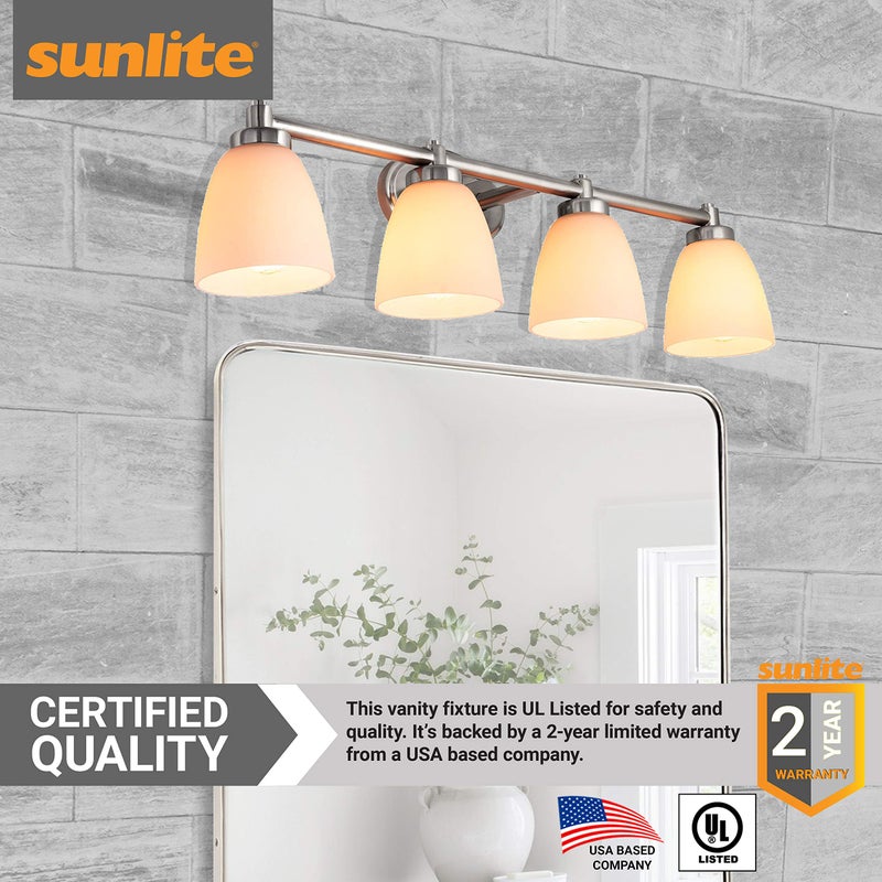 Sunlite 45060 Bell Sconce Vanity Fixture, 100 Watts Max, Four Medium Base Sockets (E26), 120 Volts, Indoor, UL Listed, White, for Residential & Commercial Use - Image 5